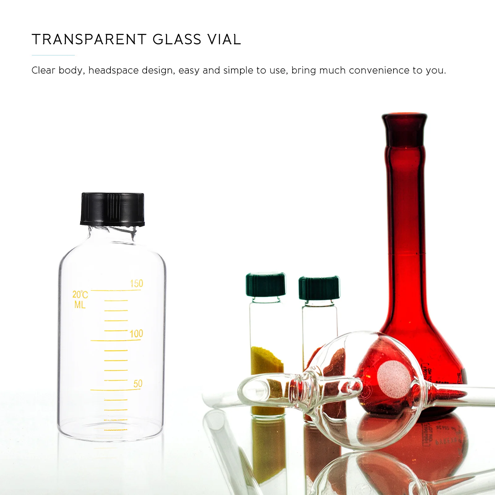 

1Pcs Transparent Glass Sample Vial Headspace Design Leakproof Lid Gasket Clear Labs Reagent Bottle Experiment Leak-Proof Vial