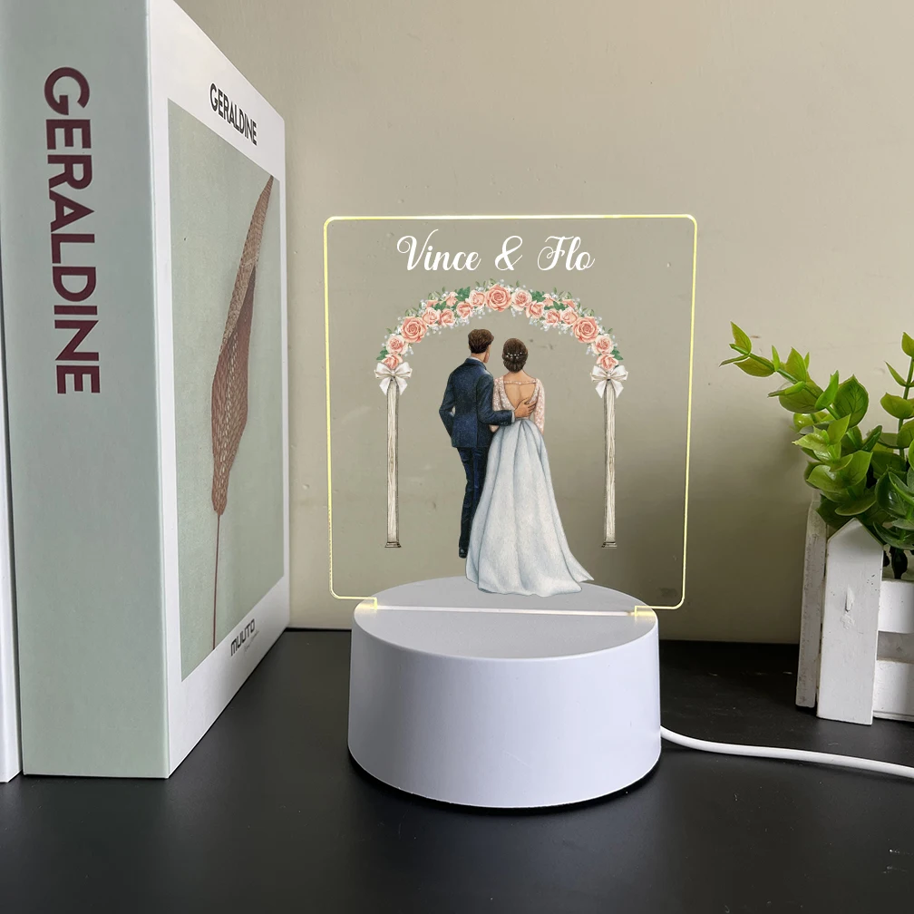 Personalized Custom Wedding Funny  3D Led Night Light Mange Avatar Room Decor Gift Usb Ambient Desk Lamp With Touch Button