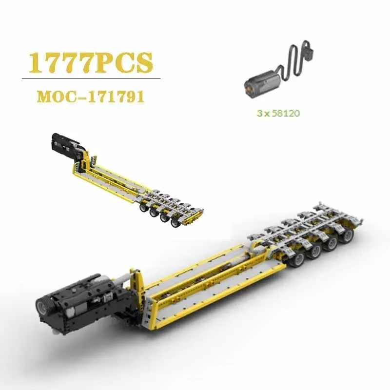 Klasyczny niestandardowy MOC- 171791   Przyczepa o niskim obciążeniu Model przyczepy 1777 szt. Chłopiec zabawki budowlane urodziny zabawki świąteczne prezenty