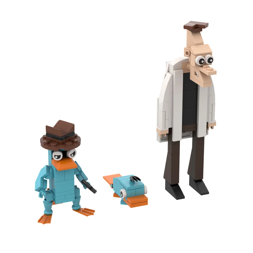 

Gobricks MOC Phineas and Ferb Bricks Model Perry the Platypus Dr. Heinz Doofenshmirtz Building Blocks Toys Gifts