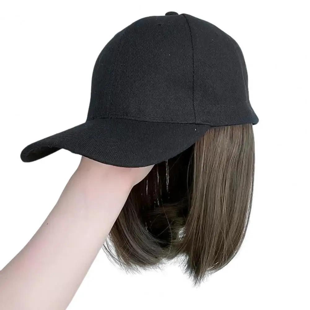 Cap-style Wig Beginner-friendly Wig Women’s Adjustable Baseball Cap with Synthetic Short Straight Bob Wig Heat Resistant Hair