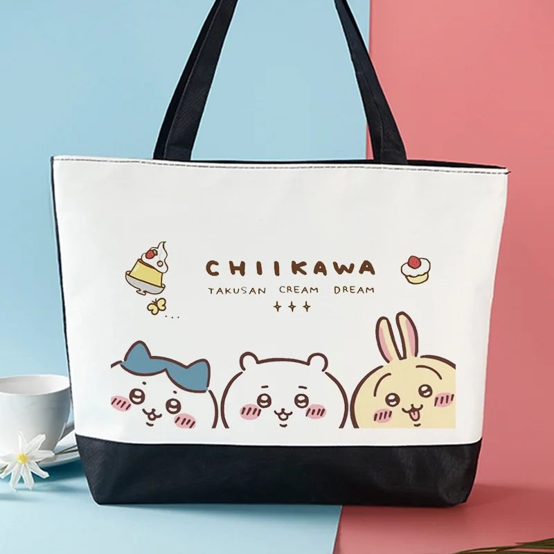 

Miniso Chiikawa новый узор Kawaii сумка-мессенджер мультфильм Hachiware Печать холст портативный бэнто сумка для хранения