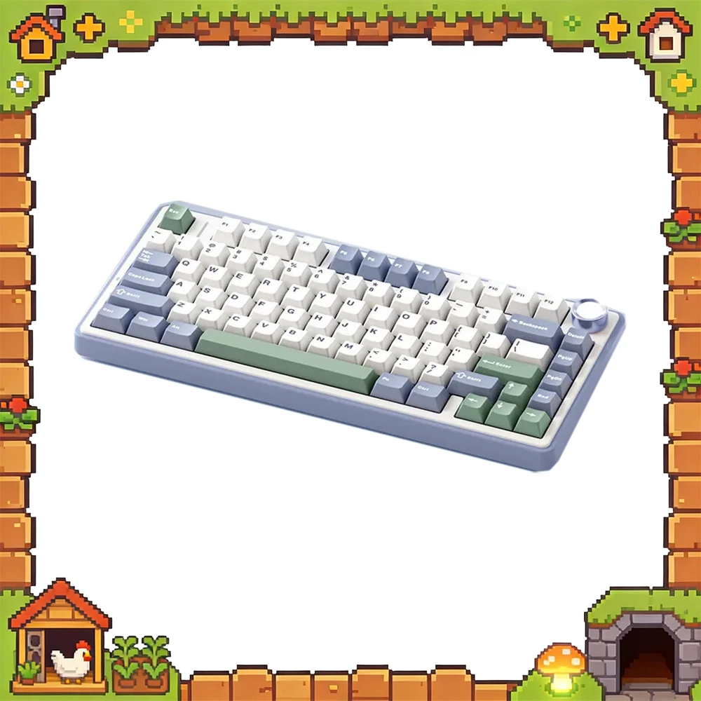 AULA F75 Wireless Mechanical Keyboard Tri Mode Bluetooth 2.4G USB C RGB Hot Swap Gasket Knob Snow Cedar Green Reaper Switch