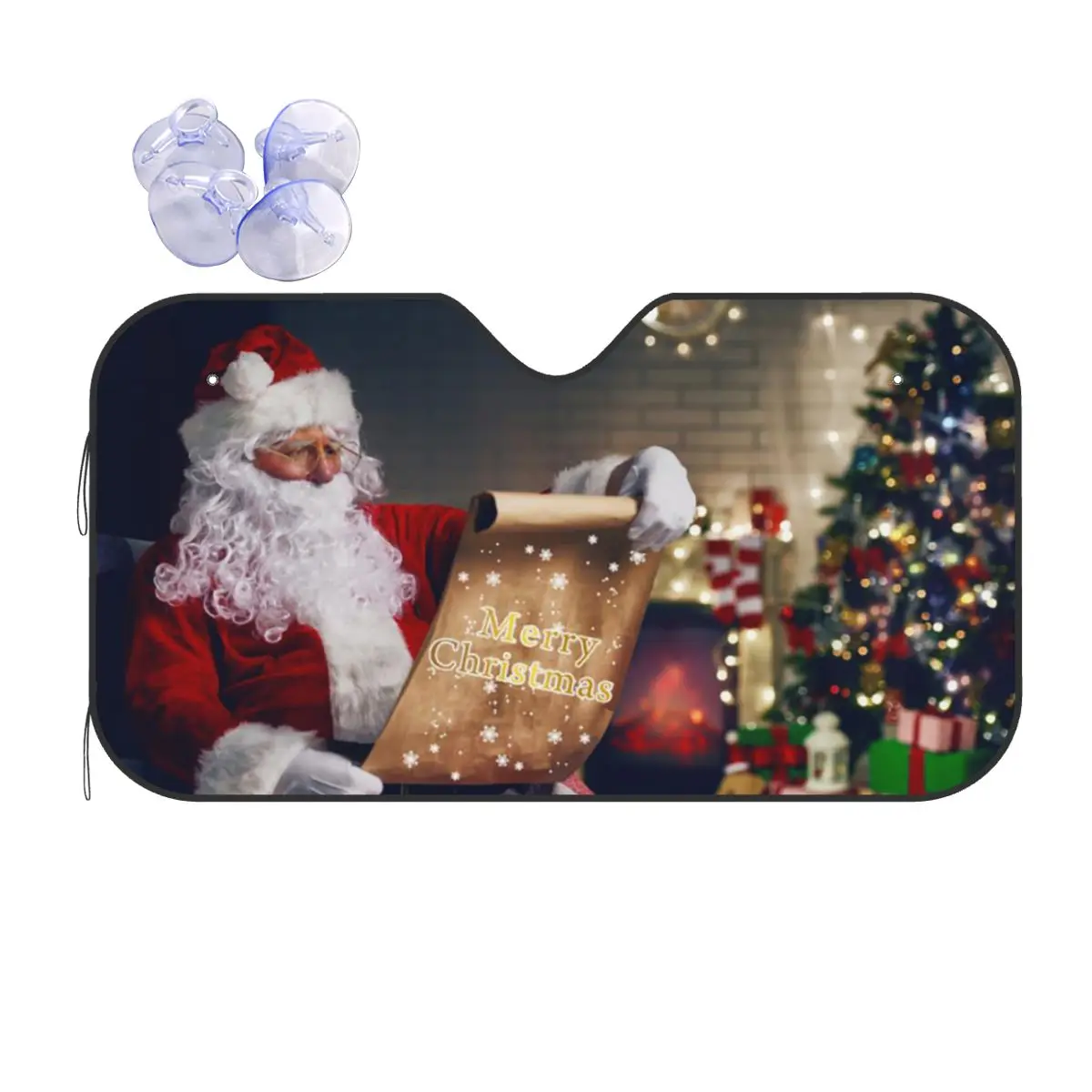 Santa Claus Novelty Sunshade Windscreen 70x130cm Merry Christmas New Year Foils Car Window Windscreen Cover UV Protector