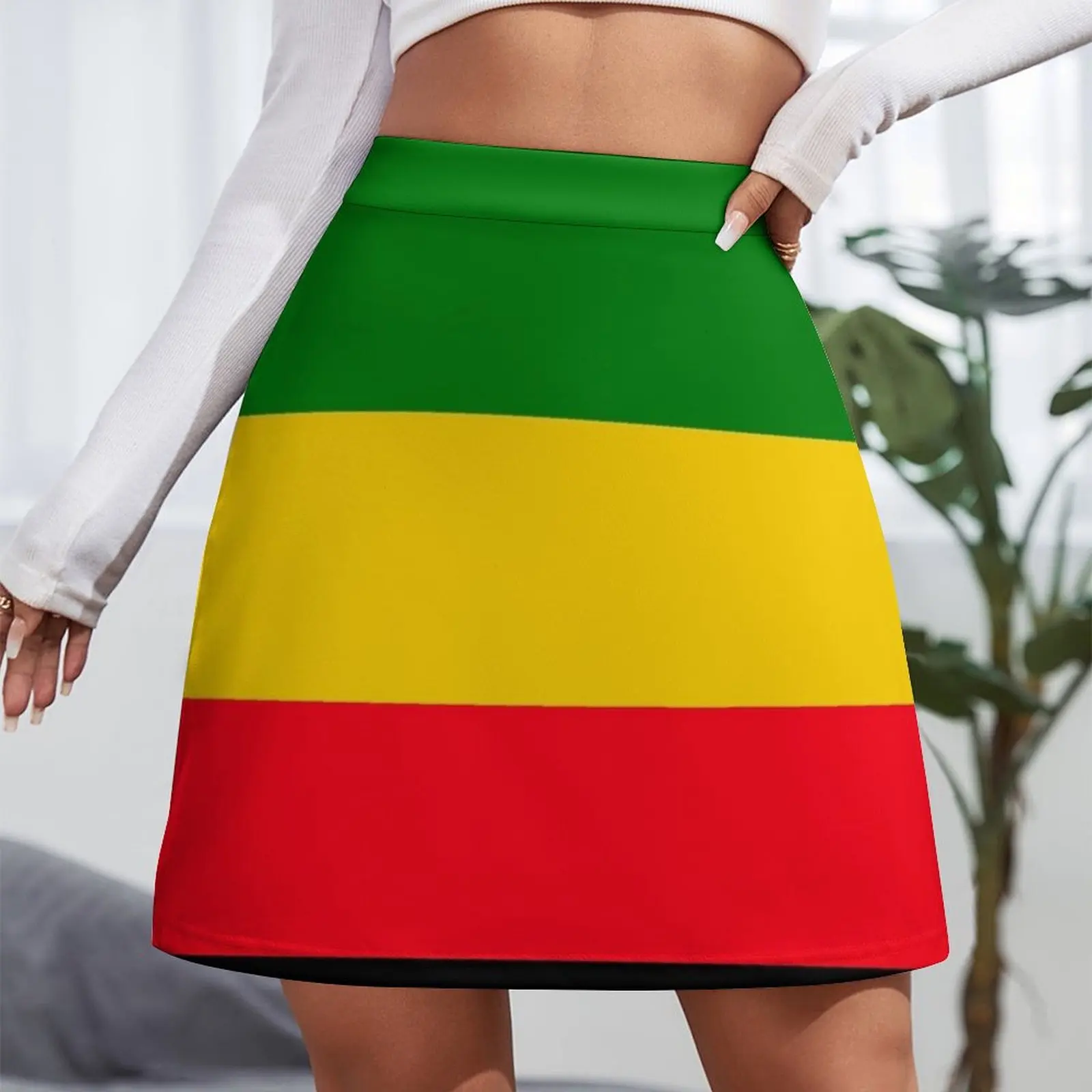 Green, Yellow and Red Rasta Flag Mini Skirt womans clothing Woman skirts night club women Mini Skirt