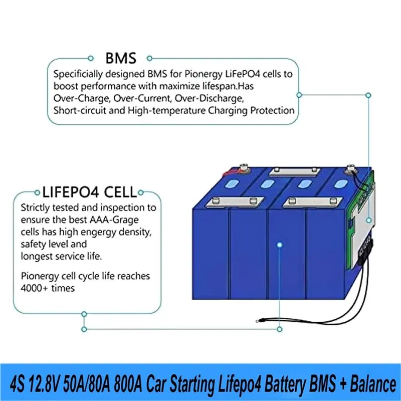 DT21 4S 12.8V 30A BMS Protection Board for 3.2V LiFePO4 Battery Car Starting for Peak 600A with Balance Function A