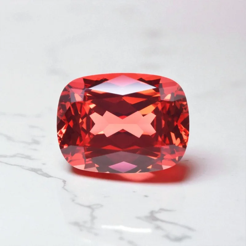Laborgezüchteter Saphir im Asscher-Schliff, Sonnenuntergangsrot, für Charms, DIY-Ringe, Halsketten, Ohrringe, Hauptmaterialien wählbar, Zertifikat – Detail 15