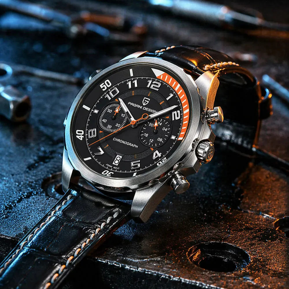 PAGANI DESIGN Classic Leather Men Watch Japan VK64 Movement Quartz Wristwatch Top Brand Sports Waterproof Watches for Men's Gift view 5