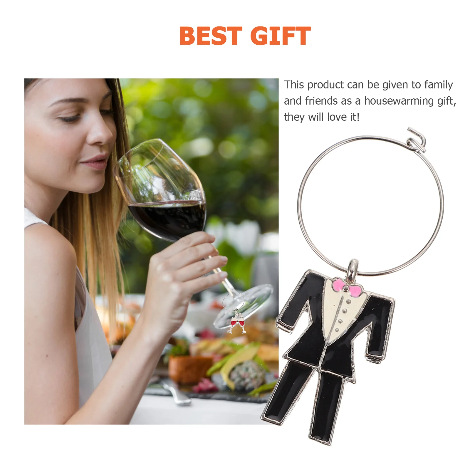

6Pcs Wine Glass Tags Stylish Elegant Drink Markers for Banquet Gathering Decor Unique Zinc Alloy Party Cup Identifiers