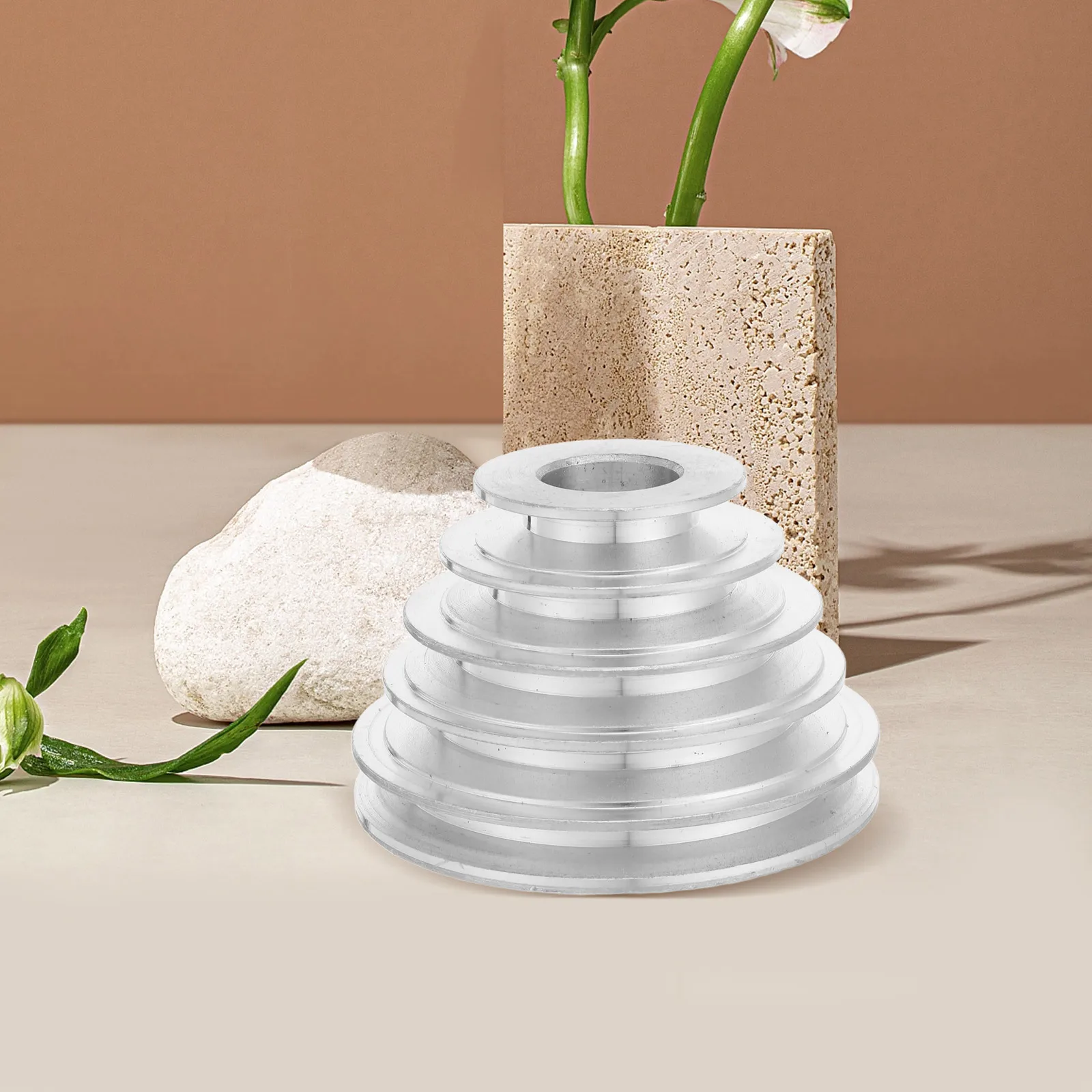 

5-Layer Aluminum Step Pulley For Drill Press 22Mm Shaft 44/56/68/76/89Mm Od Adjustable Speed Transmission Wheel - V-Belt Motor