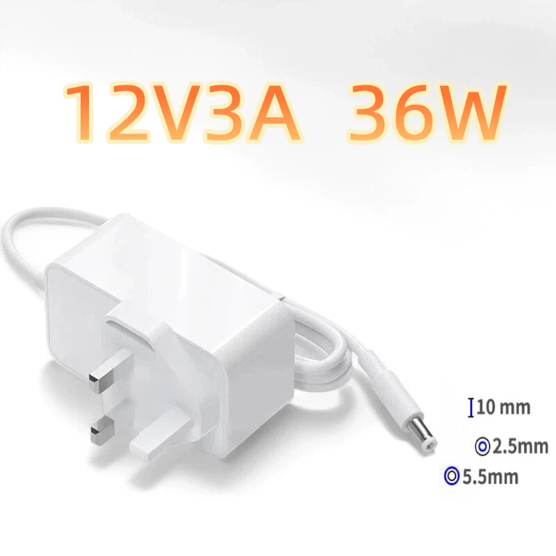 UK Standard 12V3A 36W Power Adapter DC 5.5mm*2.5mm Wall Mounted Suitable for Monitor Set Wall Mounted Power Supply for Electro
