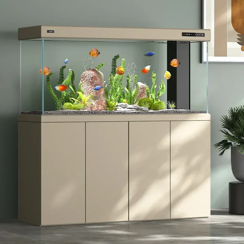 Fish tank light luxury ultra-white glass living room househol fish farming intelligent ecological bottom filter aquarium