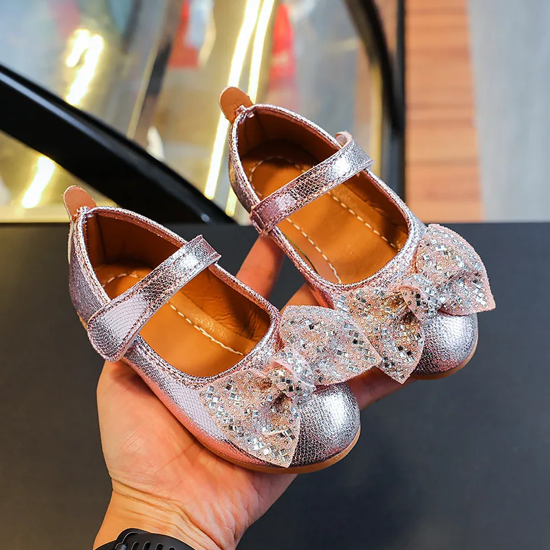 Autumn Girls Bow Princess Slip-On Shoes Kids Soft-Soled Mary Jane Buckle Shoe Children Loafers Student Shoe Casual Everyday Shoe