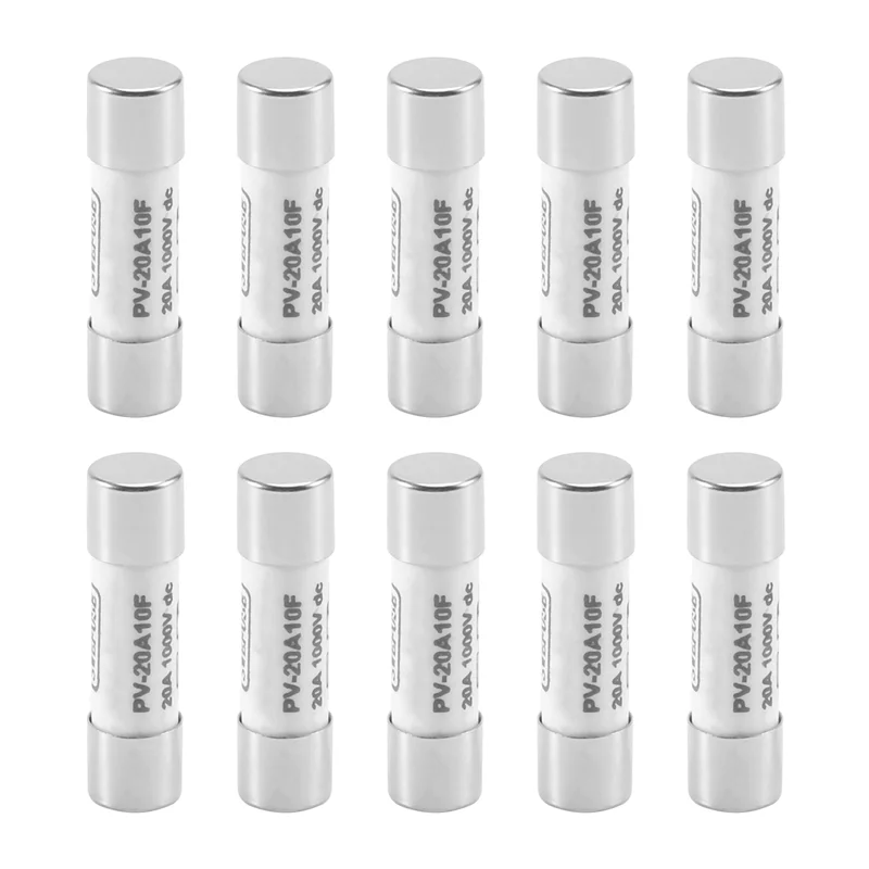 10 Pcs 1000 VDC Fuse Solar PV Explosion-proof Fuse Silver - 20A