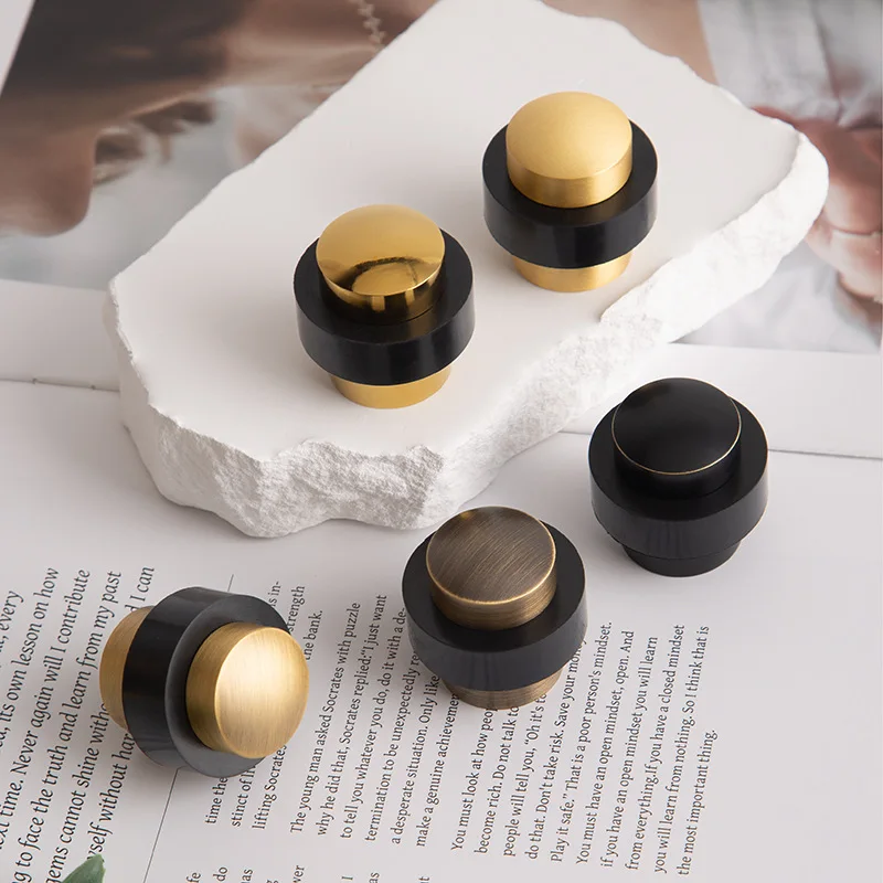All Copper Door Stopper Anti-collision Rubber Bathroom Inner Door Stopper Pure Copper Door Top Floor
