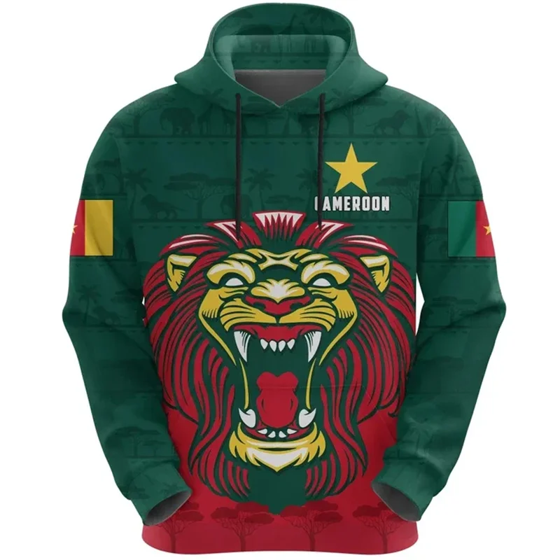 New 3D Cameroon National Flag Printing Hoodies For Men Cameroon Coat Of Arms Graphic Hooded Sweatshirts Harajuku Pullover Hoodie