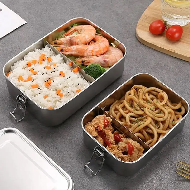 304 Stainless Steel Bento Lunch Box with Locking Clasp for Work & School