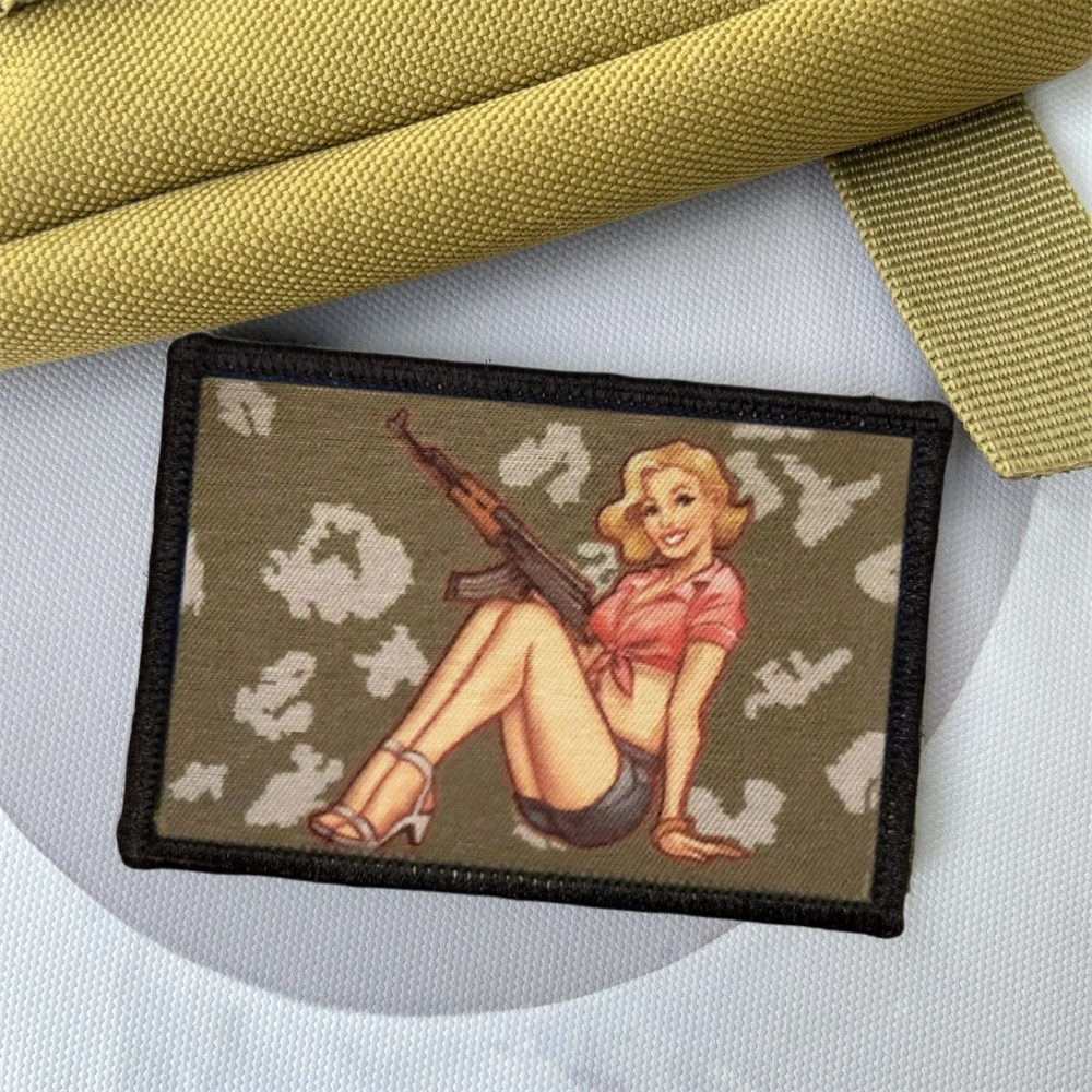 Sexy Goddess Snipers with A Gun Morale Badge Printed Patches Tactical Armband Backpack Hook and Loop Stickers