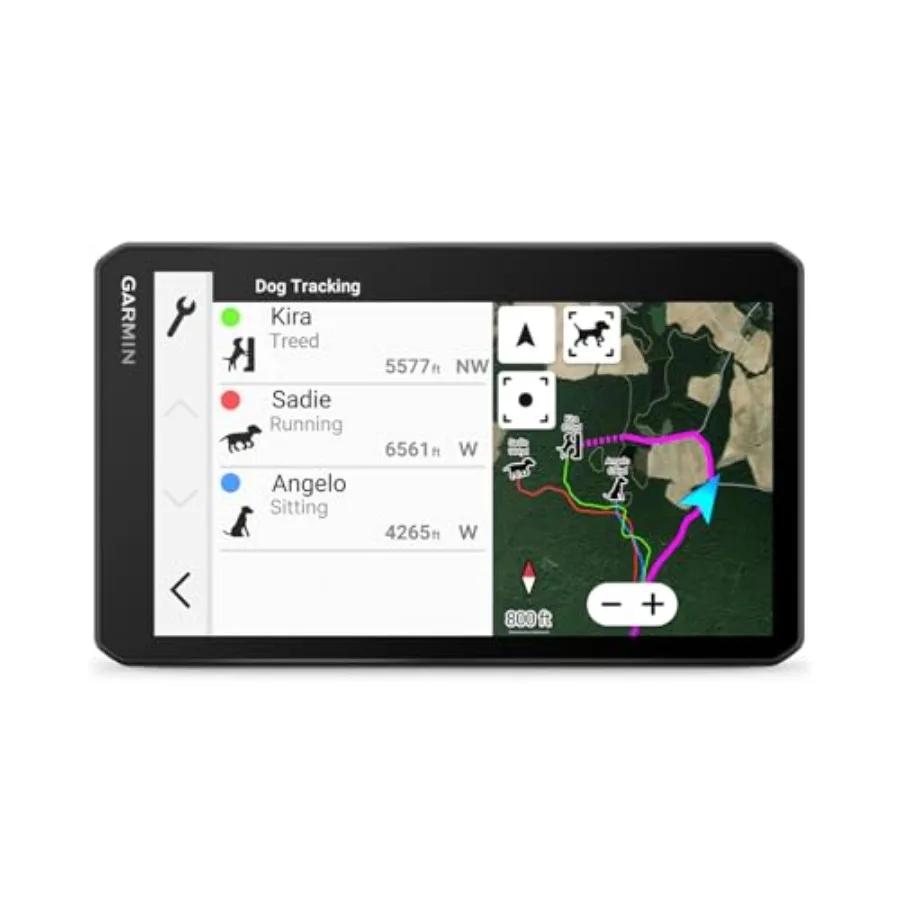 

Dog tracking GPS navigator for outdoor use, rugged plastic housing, black color, 7-inch touch screen with real-time tracking fo