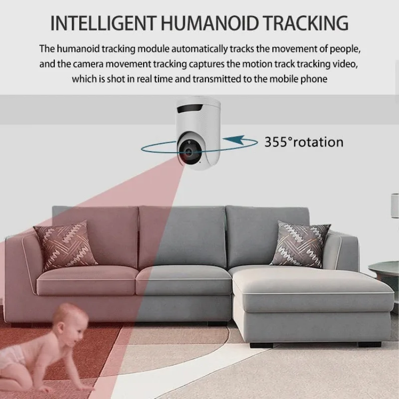 8MP ICSEE Wifi kamera bezpieczeństwa wewnętrzna kamera monitorująca dwukierunkowa detekcja ruchu Audio automatyczne śledzenie niania elektroniczna baby monitor kamera wideo