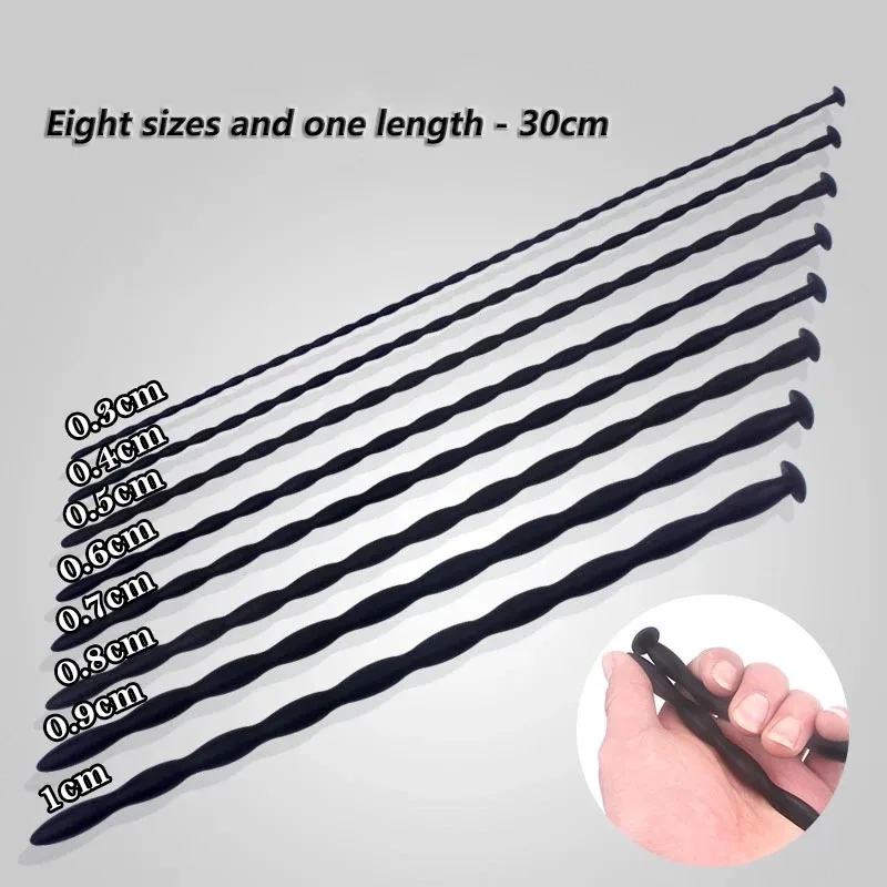 8 قطعة/المجموعة سيليكون طويل الحصان العين قسطرة الإحليل قضيب السبر لعبة استثارة القضيب مجرى البول موسع تحفيز الجنس لعب الكبار للرجال 18