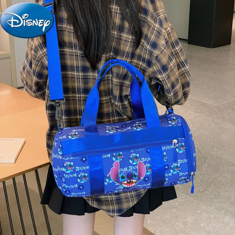 

Disney Cartoon Stitch Boys and Girls Single Shoulder Bag Fashionable and Versatile, Large Capacity Cylinder Travel Crossbody Bag
