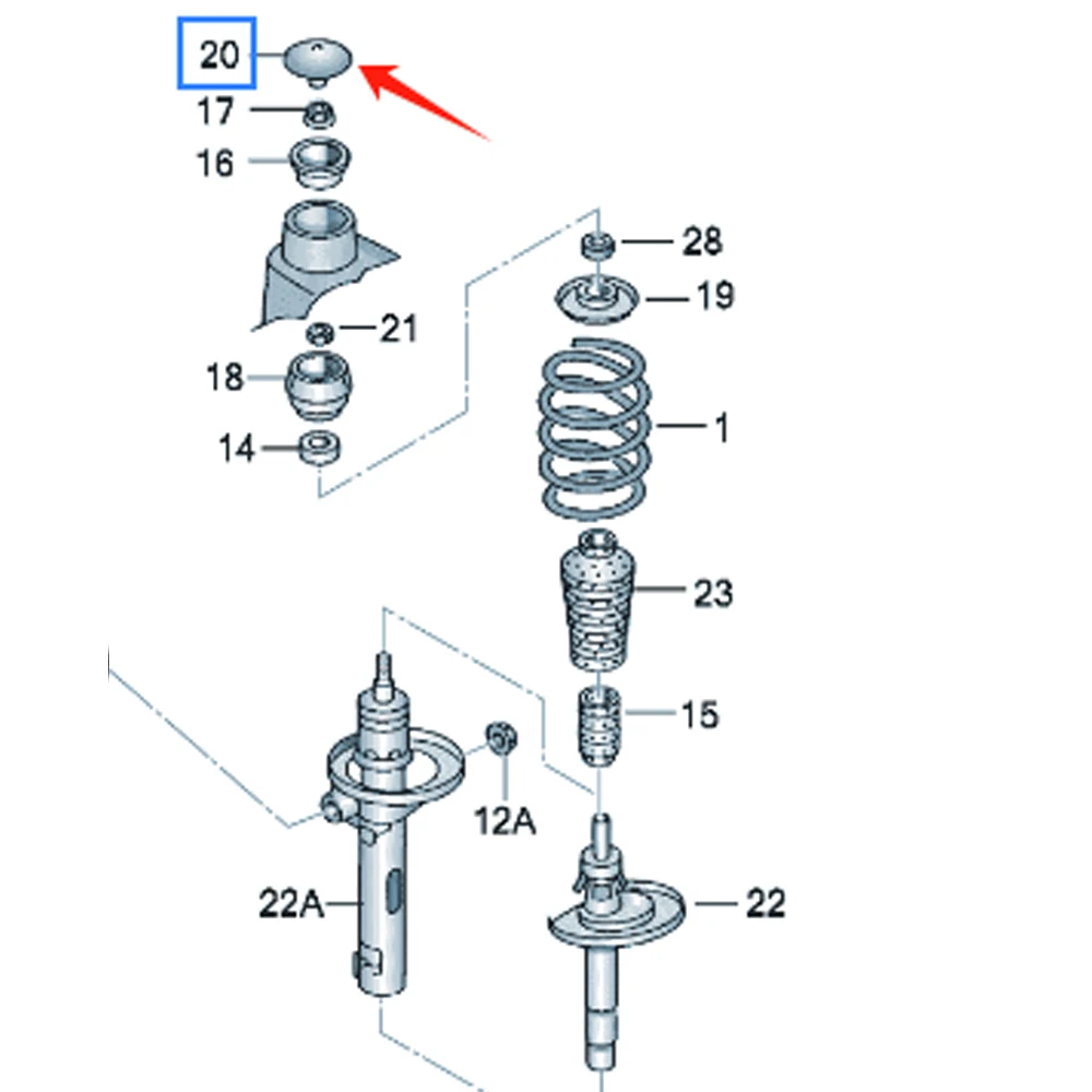 Upper cover of shock absorber For VW Lavida Lavuda Polo Jetta Touran Sagitar Bora C-trek Caddy Skoda Octavia Fabia 1J0412359