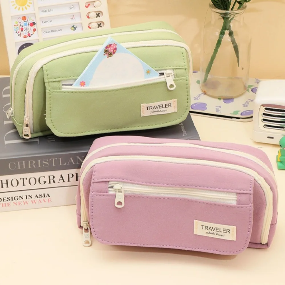 Simple Style Large Capacity Pencil Case 5 Layers Aesthetic Stationary Pen Storage Bag Durable Cute Korean Pen Pencil Bag