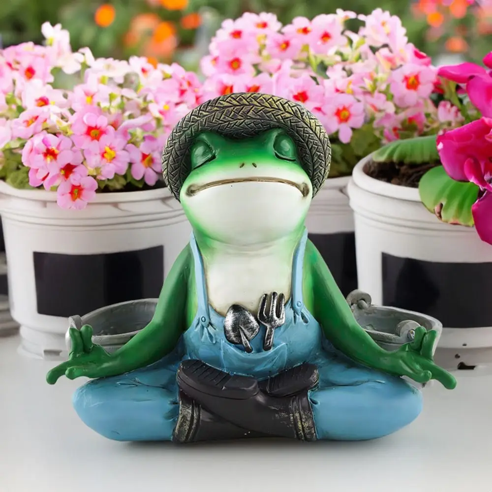 

Funny Cute Meditating Frog Flower Pot Resin Craft With 2 Flower Pots Frog Flowerpot Ornament Handmade Frog Statue Outdoor