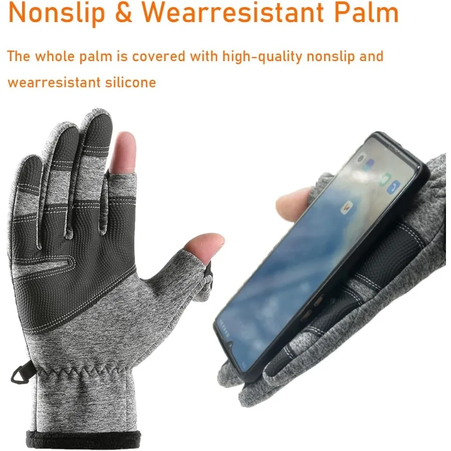 قفازات صيد شتوية بدون أصابع للرجال والنساء للطقس البارد مقاومة للرياح تعمل باللمس قفازات ركوب الدراجات الدافئة للتصوير الفوتوغرافي Hunti #4