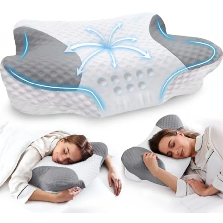 

Ортопедические подушки для шеи с эффектом памяти - Подушки для шеи для снятия боли, контурные подушки из пены с эффектом памяти, эргономичная поддержка шеи - регулируемые