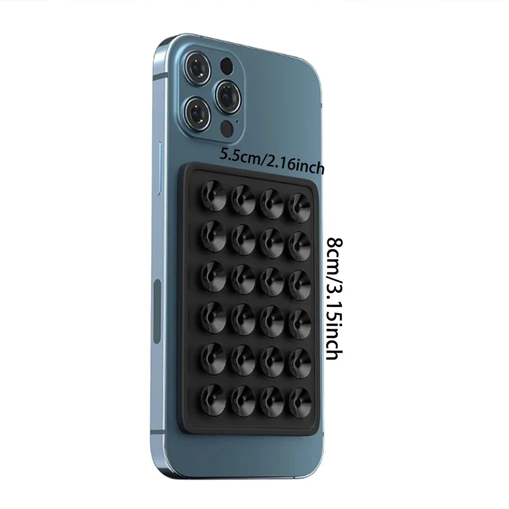 Tappetino porta telefono con ventosa in silicone Supporto da parete con ventosa multifunzionale Adesivo posteriore con supporto per custodia su un solo lato quadrato antiscivolo