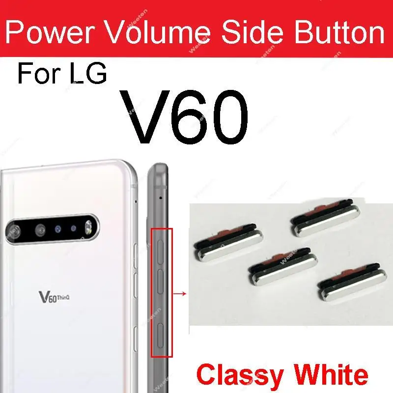 Botones laterales de encendido y apagado para LG V50, V50S, V60, 4 unidades por lote