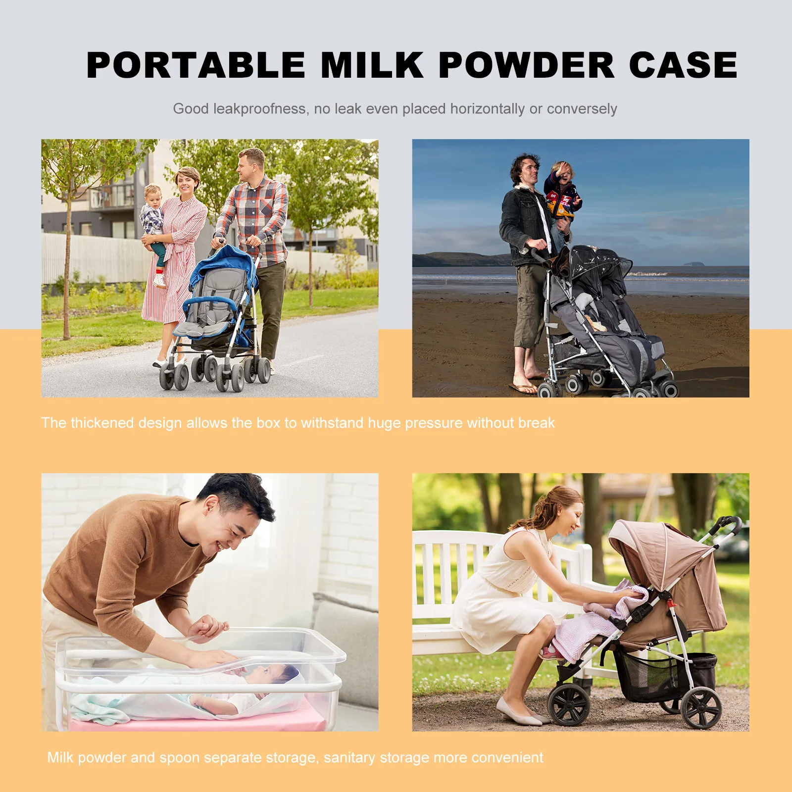 

Portable Milk Powder Case Formula Box with Spoon Sealed Airtight Container for Baby Formula Storage Leakproof Horizontal