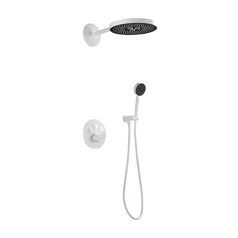 Imitation ecological rconstant temperature concealed shower set Hidden shower set White simple shower set