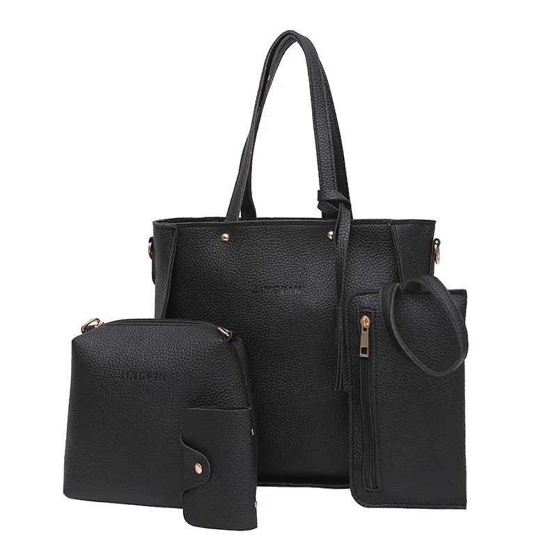 4Pcs/Set Shoulder Bag Large Capacity Crossbody Handbags Enhanced and Reinforced PU Leather Wallet Purse Crossbody Bags for Women