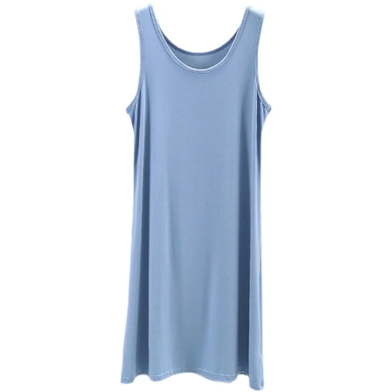 Modal Svel Dr Women Summer Inner Skirt Tank Top Long Dr plus Size Thin ow Slim Base Skirt round Ne High Waist