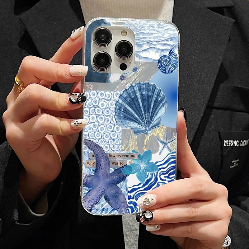 

Ocean Element Shell Pattern Print Phone Case For Xiaomi Redmi 14C 13C 12C Note 14 13 12 Pro Plus 5G 14S 12S 11S 11 10 Cover