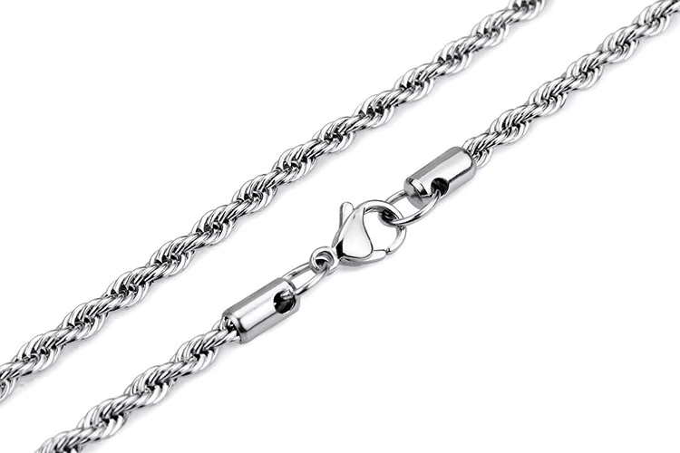3MM Edelstahl-Halsketten mit gedrehter Seilkette für Männer und Frauen, Hip-Hop-Titanstahl-Choker, modischer Party-Schmuck – Detail 12