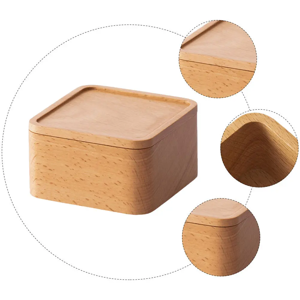 

1Pcs Wooden Packing Box Khaki Exquisite Mini Style Jewelry Case for Wedding Ceremony Engagement Party Daily Use