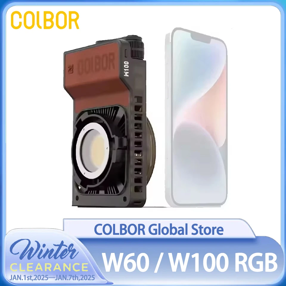 COLBOR W60 W100 RGB Wonder 60W COB LED Video Light Pocket Lighting for Photography W100 Video YouTube TikTok Outdoor Shooting