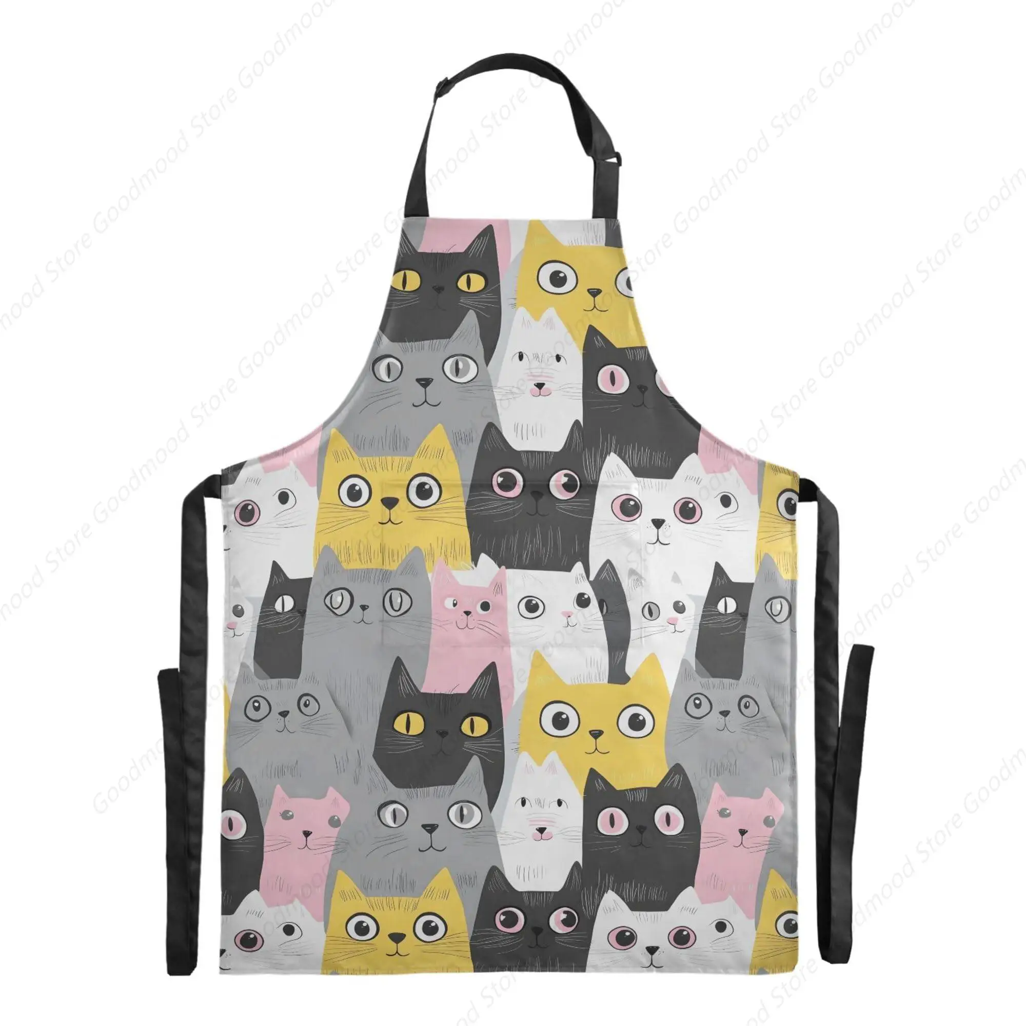 

Kitchen Apron Cute Cartoon Cat Aprons for Women Men with Pockets, Adjustable Bib Cooking Chef Aprons Funny Aprons