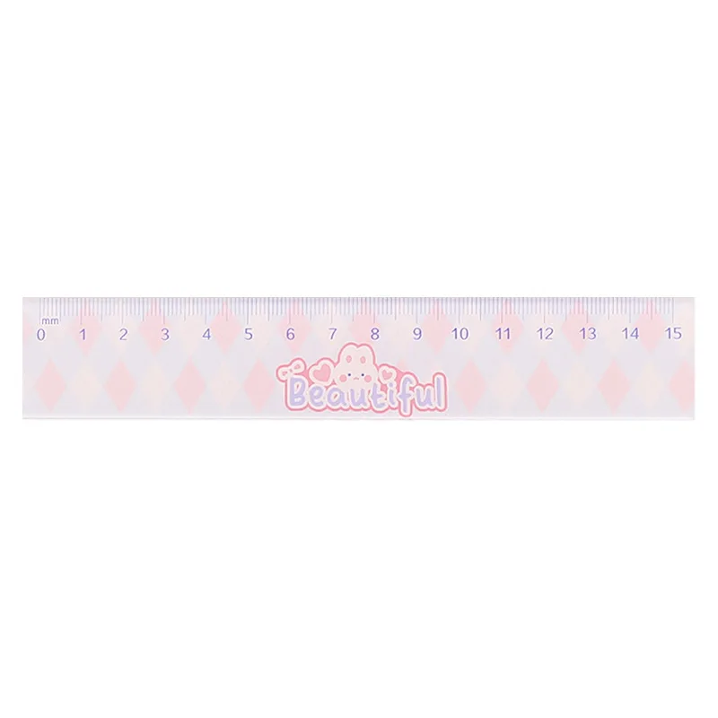 Kawaii Transparent Flower Acrylic Ruler 15cm Cute Sunflower Tulip Straight Ruler Multifunctional Student Drafting Tool Supplies