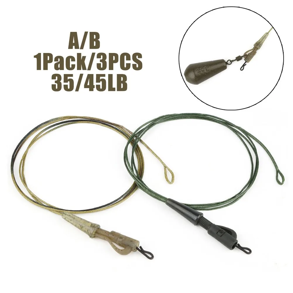 3pcs/Pack 75cm Ready Tied Helicopter Chod Rig Braided Lead Core Carp Leader Line Leadcore Leaders Fishing Accessories