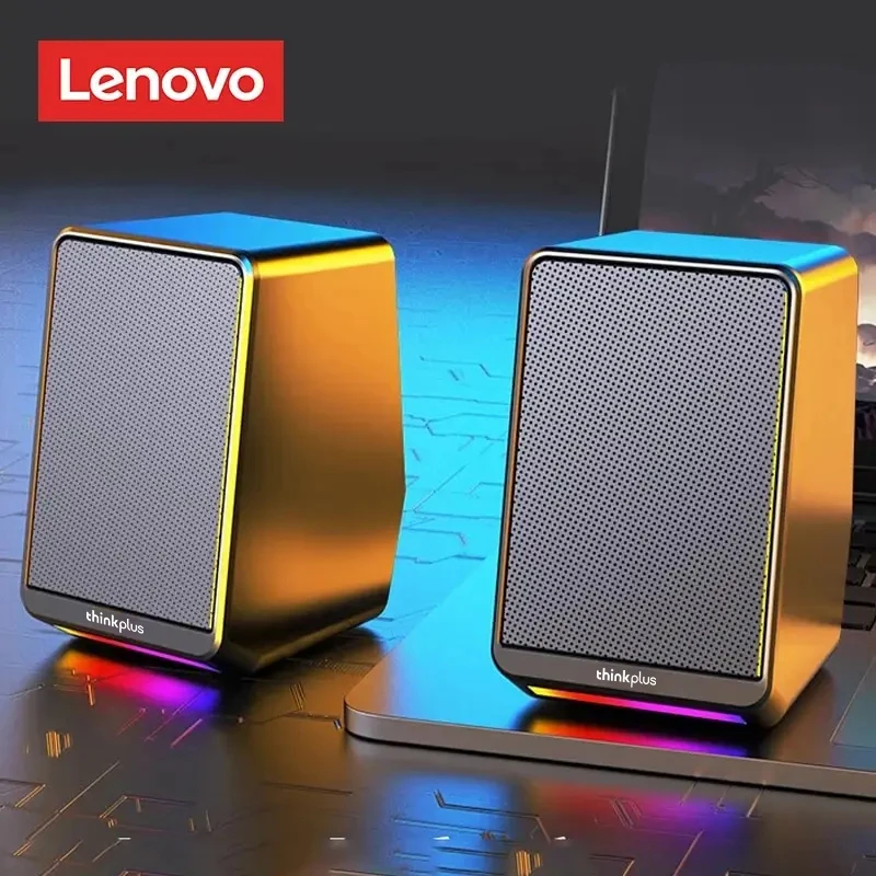 Lenovo TS38 Altoparlanti da tavolo cablati USB da 3,5 mm Stereo Surround Musica RGB Altoparlanti da gioco Sound Bar per altoparlanti per computer PC