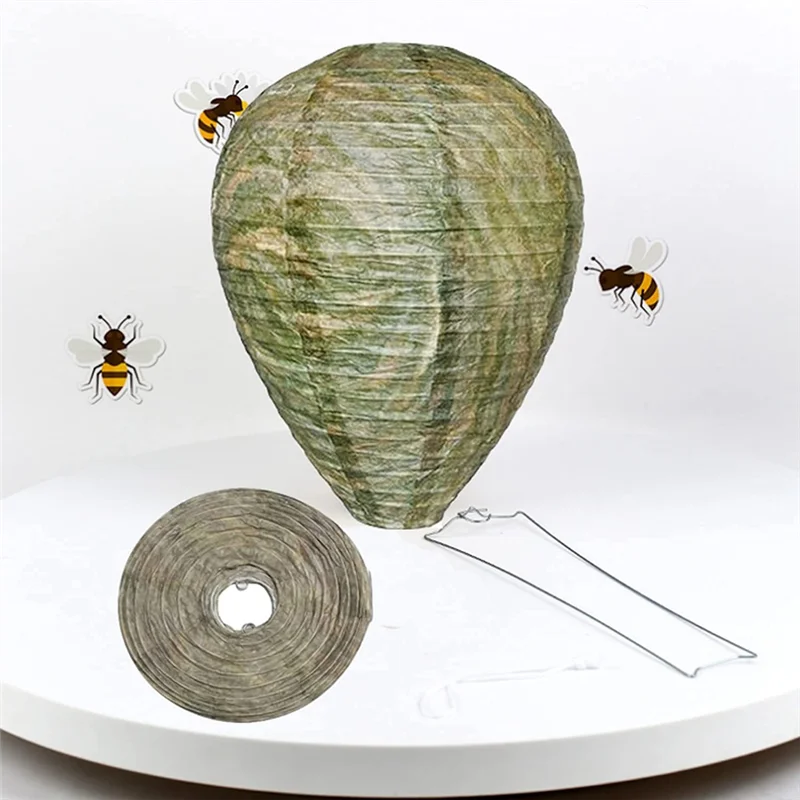 -A14E 4 عبوات من شرك عش الدبور، مصيدة دبور معلقة صديقة للبيئة، مصيدة عش دبور مزيفة طبيعية خالية من النحل، دبور سهل Insta