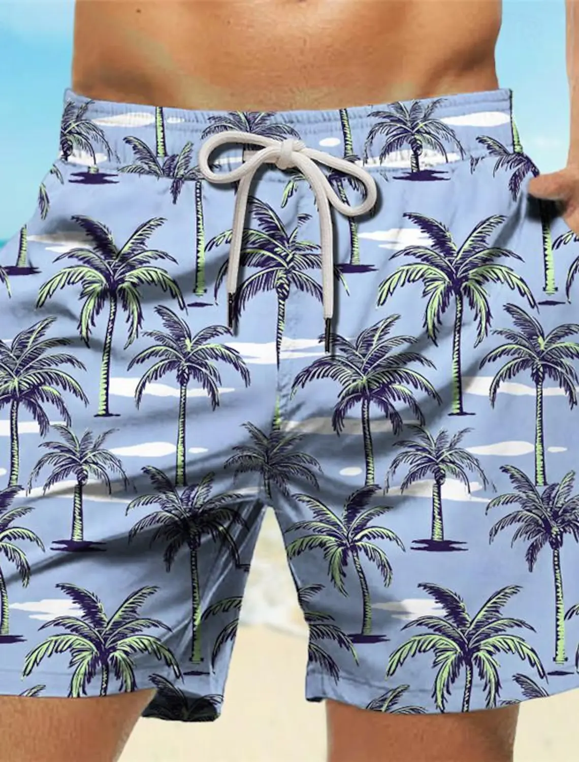 Palm Tree Tropical Men\'s Resort 3D Printed Board Shorts Swim Trunks Pocket Comfort Breathable Short Hawaiian Style Holiday Beach