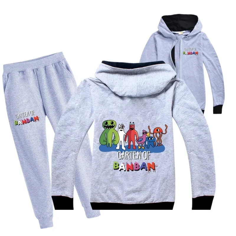 Ensemble veste et pantalon à fermeture éclair pour enfants, sweats à capuche, sweat-shirt, vêtements de sport, jardin de Banban, garçons, filles, enfants, automne