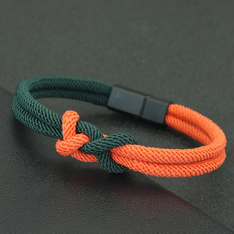 Pulsera con nudo trenzado para hombre, diseño de franjas de diferente Color hecho a mano, cuerda étnica de grado A de 4mm, regalo perfecto para novio
