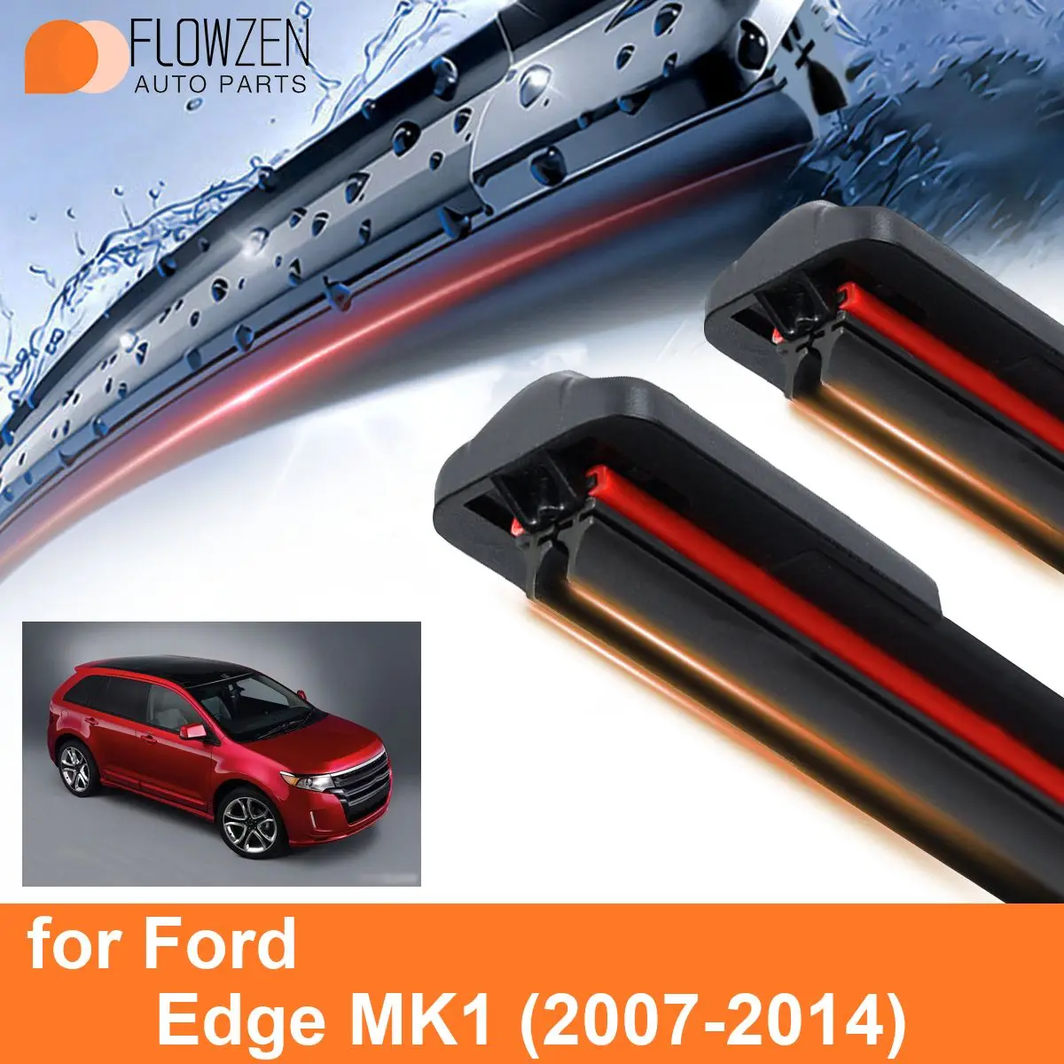 Car Windshield Wiper Blades for Ford Edge MK1 Double Rubber Frameless Bracketless WipersSoft Accessories  2011 2012 2013 2014